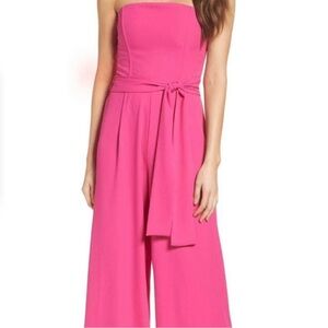 Chelsea28 Vibrant Pink Strapless Jumpsuit